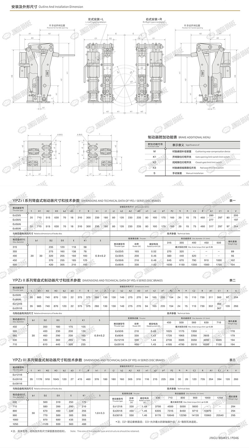 YPZ2I、II、III系列電力液壓臂盤(pán)式制動(dòng)器